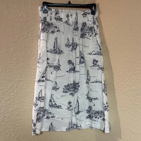 4/$15 Nautical Print Button-Down Skirt - Picture 4 of 7